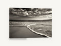 Silken Shore Tide, sepia beach wave black and white photograph, coastal canvas wall art print ready to hang