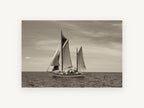 Ketch on Quiet Water, coastal canvas wall art print, front view