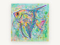 Patterned Angelfish Pop, coastal canvas wall art print, front view