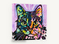 Neon Patchwork Tabby, colourful pop art cat portrait, animal canvas wall art print ready to hang