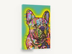 Patchwork French Bulldog, colourful pop art french bulldog, animal canvas wall art print ready to hang