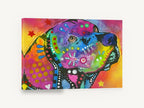 Rainbow Lab Profile, colourful labrador pop art portrait, animal canvas wall art print ready to hang