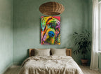 Rainbow Mastiff Gaze animal canvas print on the wall of a bedroom