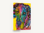 Rainbow Hound Pop, colourful pop art dog portrait, animal canvas wall art print ready to hang