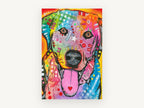 Rainbow Pop Labrador, colourful pop art dog portrait, animal canvas wall art print, front view