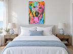 Rainbow Pop Labrador animal canvas print on the wall of a bedroom
