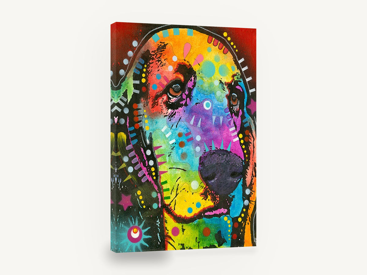 Rainbow Basset Hound, colourful basset hound pop art, animal canvas wall art print ready to hang