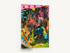 Pop Bulldog Close-Up, colourful pop art bulldog portrait, animal canvas wall art print ready to hang