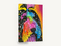 Rainbow Shaggy Dog, colourful pop art dog portrait, animal canvas wall art print ready to hang