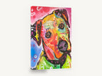 Curious Tilt Pop Dog, colourful pop art dog portrait, animal canvas wall art print ready to hang