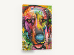 Rainbow Hound Close-Up, colourful pop art dog portrait, animal canvas wall art print ready to hang