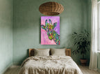 Rainbow Giraffe Pop animal canvas print on the wall of a bedroom