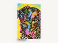Neon Pop Hound, colourful pop art dog portrait, animal canvas wall art print ready to hang