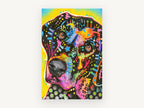 Neon Pop Hound, colourful pop art dog portrait, animal canvas wall art print, front view