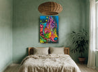Neon Shepherd Profile animal canvas print on the wall of a bedroom