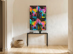 Pop Chihuahua Quartet animal canvas print on the wall of a hallway