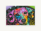 Neon Hound Pop, colourful pop art dog portrait, animal canvas wall art print, front view