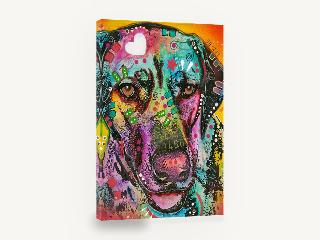 Pop Art Hound Portrait, colourful pop art dog portrait, animal canvas wall art print ready to hang