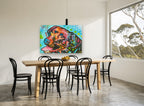 Starry Sky Labrador animal canvas print on the wall of a dining room