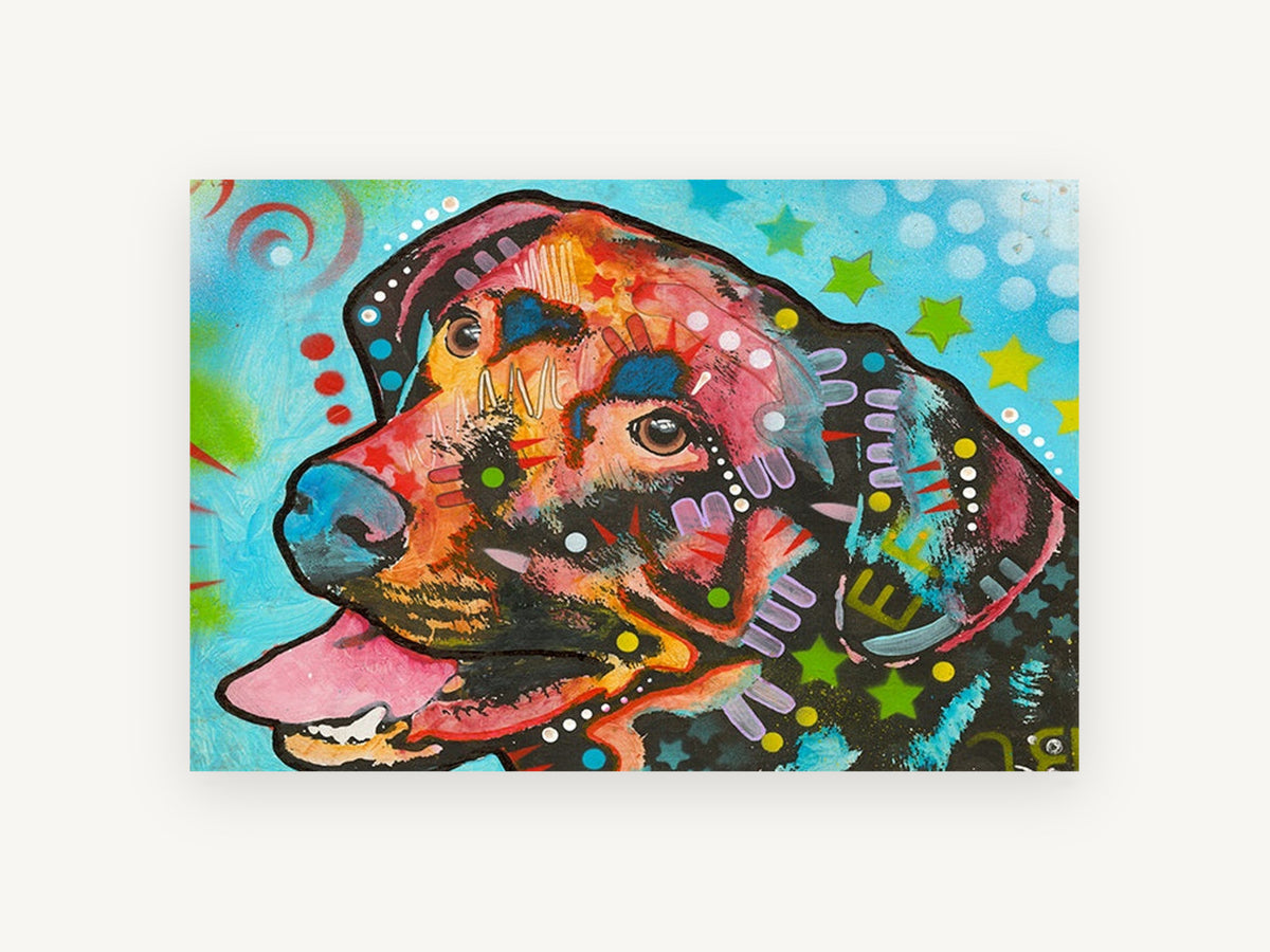 Starry Sky Labrador, colourful pop art labrador portrait, animal canvas wall art print, front view