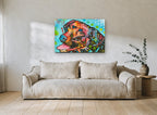 Starry Sky Labrador animal canvas print on the wall of a living room