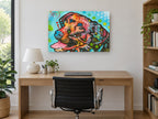 Starry Sky Labrador animal canvas print on the wall of a study