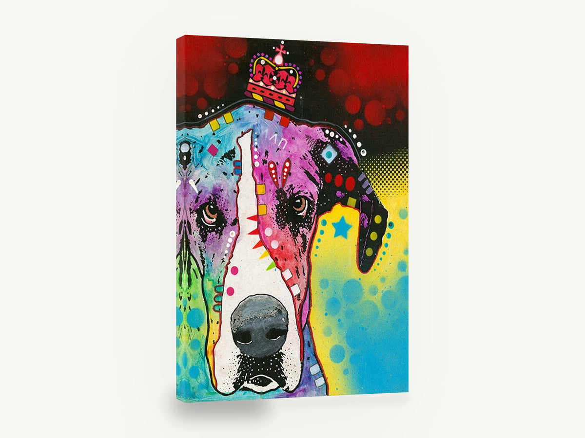 Crowned Great Dane Pop, great dane pop art portrait, animal canvas wall art print ready to hang