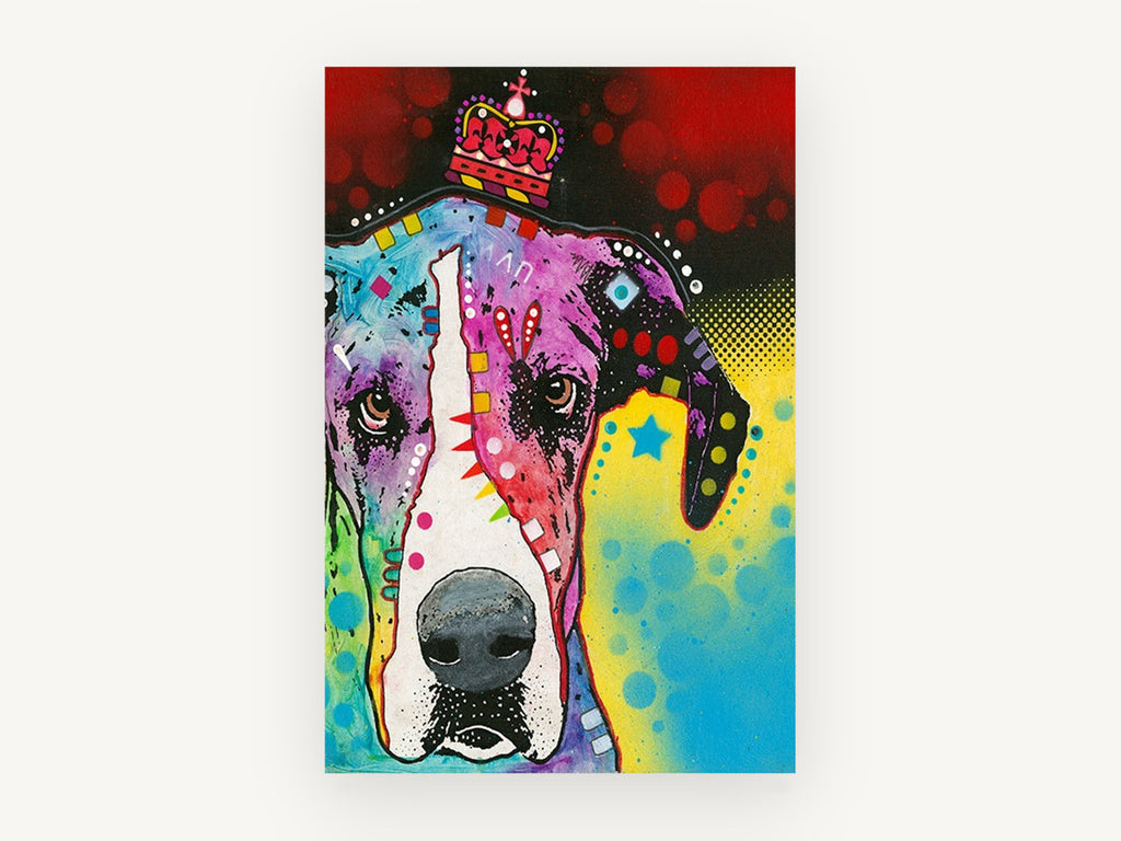 Crowned Great Dane Pop, great dane pop art portrait, animal canvas wall art print, front view
