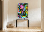 Neon Boxer Close-Up animal canvas print on the wall of a hallway