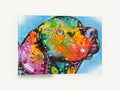 Rainbow Pup Profile, colourful pop art dog portrait, animal canvas wall art print ready to hang