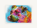 Bright Pop Pit Bull, colourful pop art pit bull portrait, animal canvas wall art print, front view