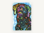 Rainbow Star Labrador, colourful pop art labrador portrait, animal canvas wall art print, front view
