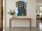 Rainbow Star Labrador animal canvas print on the wall of a entry hall