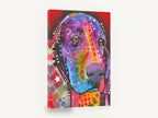 Neon Basset Pop Portrait, colourful basset hound pop art portrait, animal canvas wall art print ready to hang