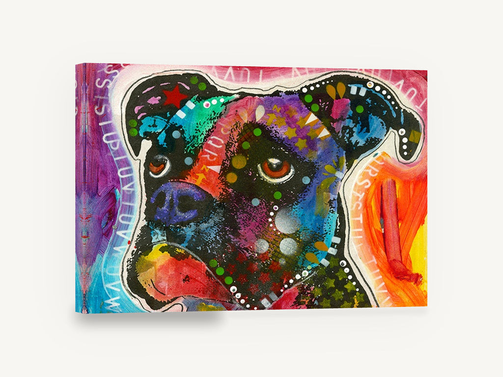 Pop Art Boxer Dog, colourful pop art boxer dog, animal canvas wall art print ready to hang