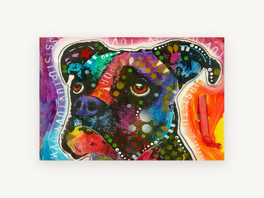 Pop Art Boxer Dog, colourful pop art boxer dog, animal canvas wall art print, front view
