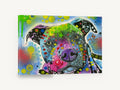 Neon Pit Bull Portrait, colourful pit bull pop art portrait, animal canvas wall art print ready to hang