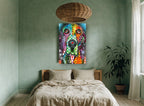 Polka Dot Basset animal canvas print on the wall of a bedroom