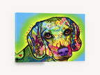 Neon Beagle Gaze, colourful pop art beagle portrait, animal canvas wall art print ready to hang