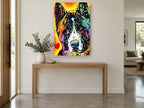 Starry Akita Pop animal canvas print on the wall of a entry hall