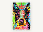 Crowned Boston Pop Dog, pop art boston terrier portrait, animal canvas wall art print, front view