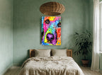 Rainbow Nose Pup animal canvas print on the wall of a bedroom