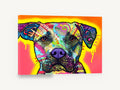 Neon Love Pup, colourful pop art dog portrait, animal canvas wall art print ready to hang