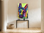 Starlit Shepherd Portrait animal canvas print on the wall of a hallway