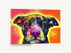 Sunburst Heart Pit Bull Portrait, colourful pop art dog portrait, animal canvas wall art print ready to hang