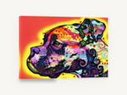 Neon Boxer Profile, colourful pop art boxer dog, animal canvas wall art print ready to hang