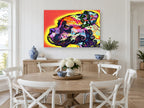 Neon Boxer Profile animal canvas print on the wall of a Hamptons dining room