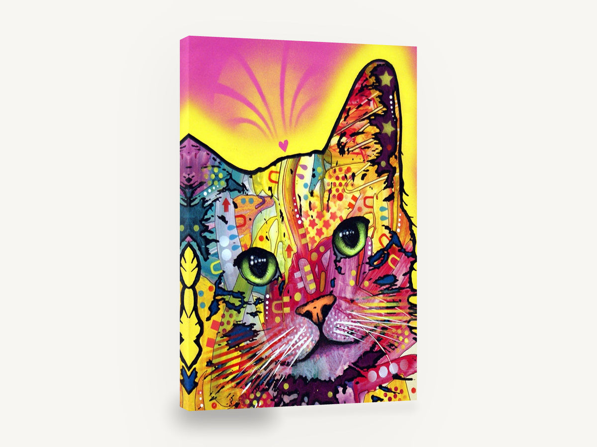 Neon Pop Tabby, colourful pop art cat illustration, animal canvas wall art print ready to hang