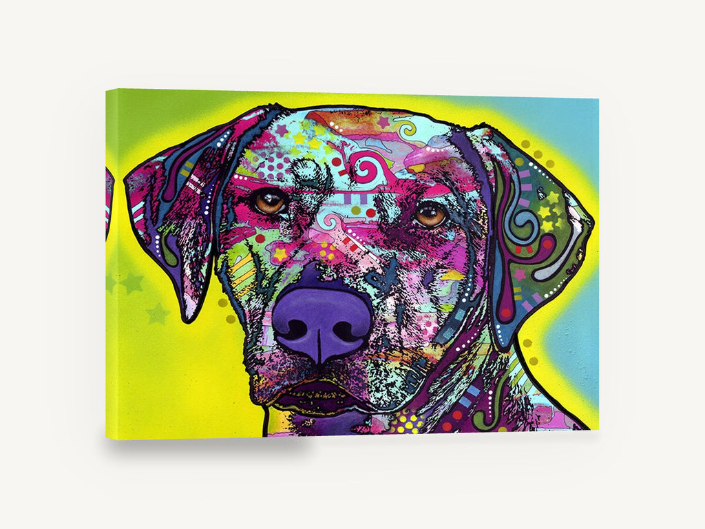 Neon Ridgeback Portrait, colourful pop art dog portrait, animal canvas wall art print ready to hang