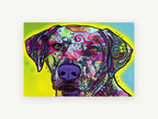 Neon Ridgeback Portrait, colourful pop art dog portrait, animal canvas wall art print, front view